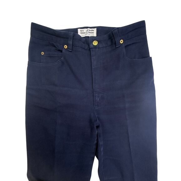 St. John Sport Signature Knit Jeans Navy Slim Leg Pants Size 8 - Picture 4 of 16